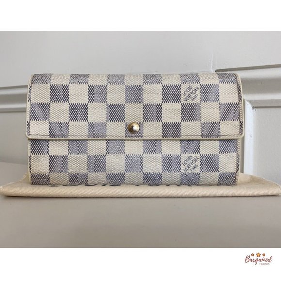 Authentic LOUIS VUITTON Damier Azur Coated Canvas Leather Sarah Long Wallet - Picture 4 of 13